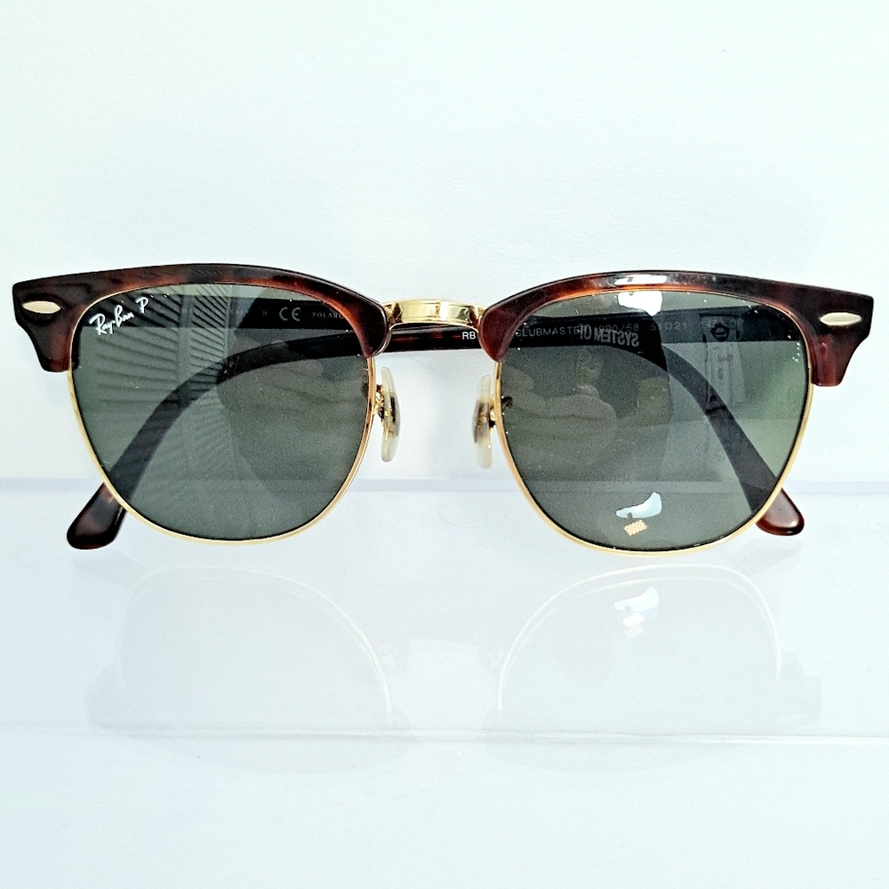 Ray-Ban Clubmaster RB3016 Tortoise On Gold Frame, G-15 Green Lenses Sunglasses